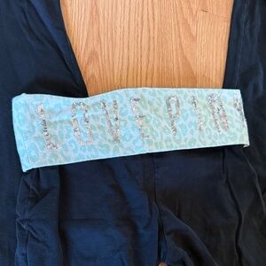 PINK Victoria's Secret Black Flare Yoga Pants with Mint Waistband